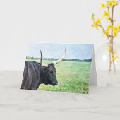 Black Angus Koe Art Note Kaart (Gele Bloem)
