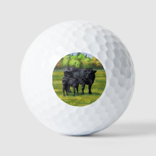 Black Angus Koe en Cute Calf Golf Balls Golfballen (Voorkant)