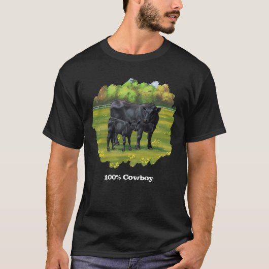Black Angus Koe en Cute Calf T-Shirt (Voorkant)