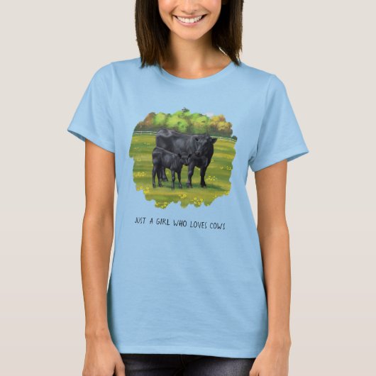 Black Angus Koe en Cute Calf T-Shirt (Voorkant)