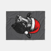 Black Angus Rancher Christmas Cow Santa Hat Farmer Fleece Deken (Voorkant (Horizontaal))