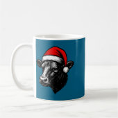 Black Angus Rancher Christmas Cow Santa Hat Farmer Koffiemok (Links)