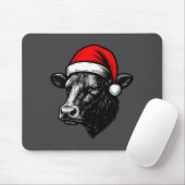 Black Angus Rancher Christmas Cow Santa Hat Farmer Muismat (Met muis)