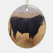 Black Angus Steer Grazing met zijn herd Keramisch Ornament (Links)