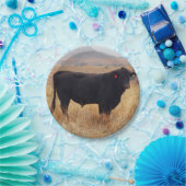 Black Angus Steer Grazing met zijn herd Papieren Bordje (Feest)
