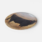 Black Angus Steer Grazing met zijn herd Papieren Bordje (Gekanteld)