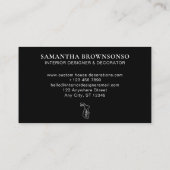 Black Animal Flower Rabbit Bunny Visitekaartje (Achterkant)