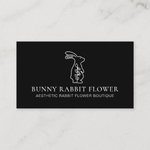 Black Animal Flower Rabbit Bunny Visitekaartje