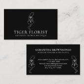 Black Animal Flower Tiger Visitekaartje (Voorkant / Achterkant)