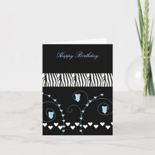 Black Animal Pattern Birthday Kaart