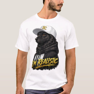 Black Anime Dog Streetwear Art | I'm Realistic T-shirt