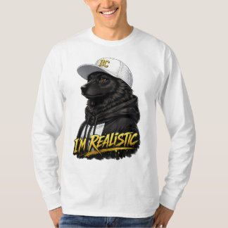 Black Anime Dog Streetwear Art | I'm Realistic T-shirt