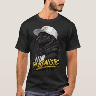 Black Anime Dog Streetwear Art | I'm Realistic T-shirt