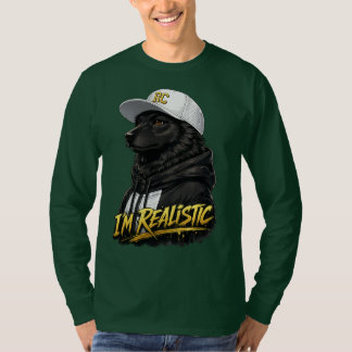 Black Anime Dog Streetwear Art | I'm Realistic T-shirt