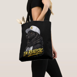 Black Anime Dog Streetwear Art | I'm Realistic Tote Bag