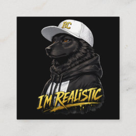 Black Anime Dog Streetwear Art | I'm Realistic Vierkante Visitekaartje