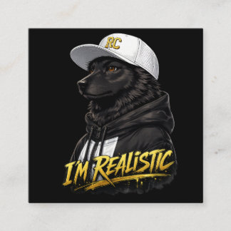Black Anime Dog Streetwear Art | I'm Realistic Vierkante Visitekaartje