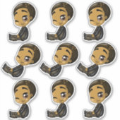 Black Anime Jongens Sticker (Voorkant)