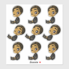 Black Anime Jongens Sticker
