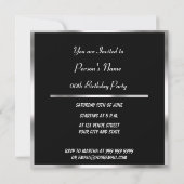 Black Any Birthday Invitation Black en Silver Kaart (Achterkant)