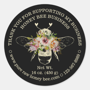Black Apiary Honey Bee met hart Hartelijk dank Ronde Sticker
