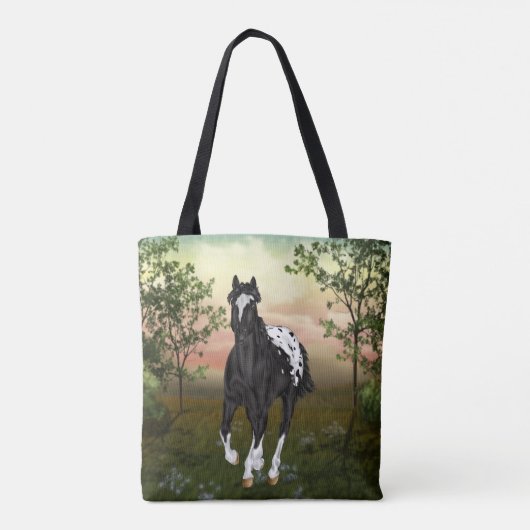 Black Appaloosa Horse Tote Bag (Achterkant)