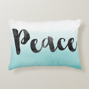 Black Aqua Ombre Waterverf Peace Accent Kussen