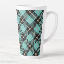 Black Aqua Pset Pattern Latte Mok