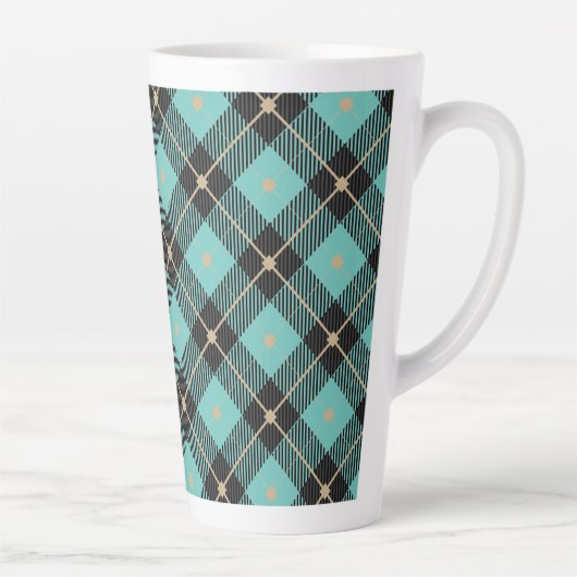 Black Aqua Pset Pattern Latte Mok (Rechts)