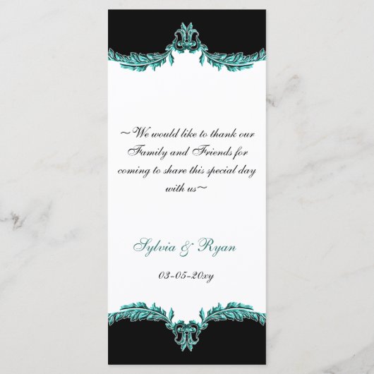 Black Aqua trouwmenu Menu (Achterkant)