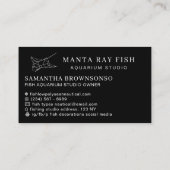 Black Aquarium Fish Manta Ray Visitekaartje (Achterkant)