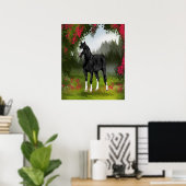 Black Arabian Horse in Spring Meadow Poster (Thuiskantoor)
