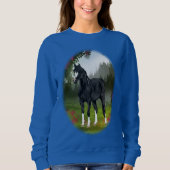 Black Arabian Horse in Spring Meadow Trui (Voorkant)