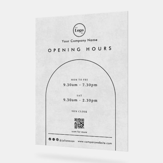 Black Arch Company Logo QR-code Openingstijden Acryl Bord (Hoek)