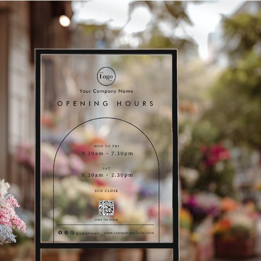 Black Arch Company Logo QR-code Openingstijden Acryl Bord