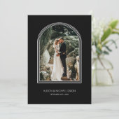 Black Arch Custom Photo Weduwen Reception Kaart (Staand voorkant)