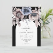Black Arch Evening Winter Onyx Floral Wedding Kaart (Staand voorkant)