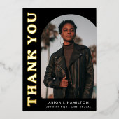 Black Arch Folie Afstuderen Hartelijk dank Folie Uitnodiging (Voorkant)