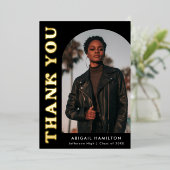 Black Arch Folie Afstuderen Hartelijk dank Folie Uitnodiging (Staand Voorkant)