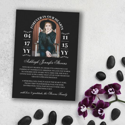 Black Arch Foto Voor Altijd In Onze Harten Doden Aankondiging