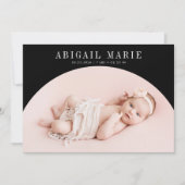 Black Arch Lijst Geboorteaankondiging Kaart (Voorkant)