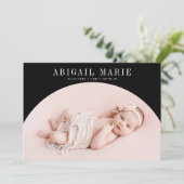 Black Arch Lijst Geboorteaankondiging Kaart (Staand voorkant)