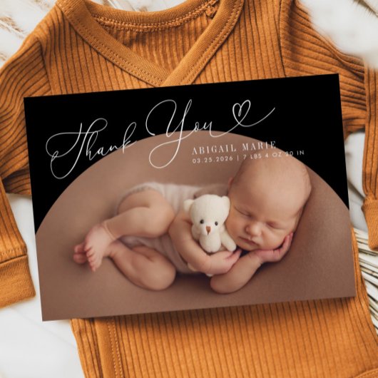 Black Arch Lijst Thank You Geboorteaankondiging Aankondiging