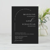 Black Arch Modern Minimal Wedding QR Code Foto in Kaart (Staand voorkant)