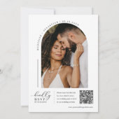 Black Arch Modern Minimal Wedding QR Code Foto in Kaart (Achterkant)