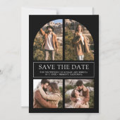 Black Arch Photo Collage Wedding Save the Date Magnetische Uitnodiging (Voorkant)