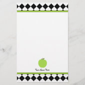 Black Argyle Green Apple Aangepaste leraar Briefpapier (Voorkant)