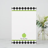 Black Argyle Green Apple Aangepaste leraar Briefpapier (Staand voorkant)
