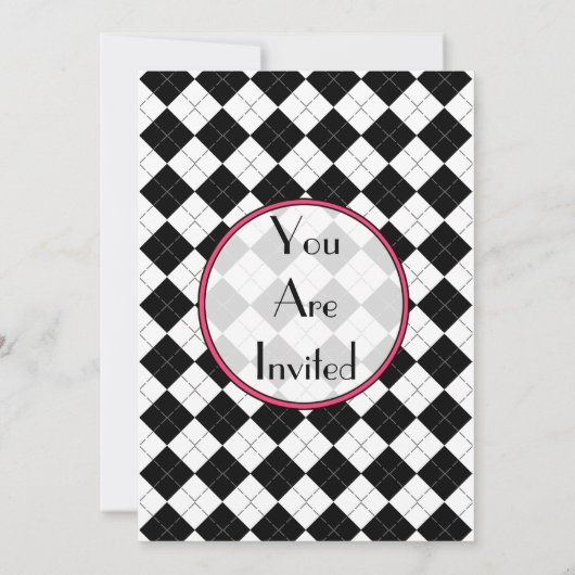 Black Argyle Mode Uitnodiging (Achterkant)