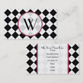 Black Argyle Monogram Mode Visitekaartje (Voorkant / Achterkant)